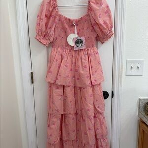 Charming Pink Floral  Dress